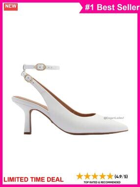 Leather Pointed Toe Slingback Heels 3 Inch Cushioned Wedding Work